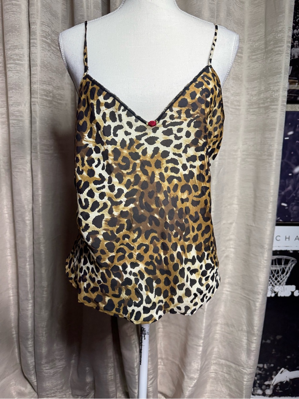 Secret Treasures Leopard Print Satin Cami - Brown/Black/Cream